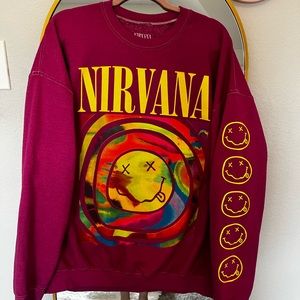 Urban Outfitters Pink Oversized Nirvana Sweatshirt